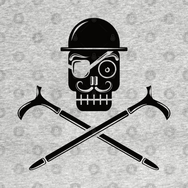 Pirate Skull with Bowler Hat (black) by dkdesigns27